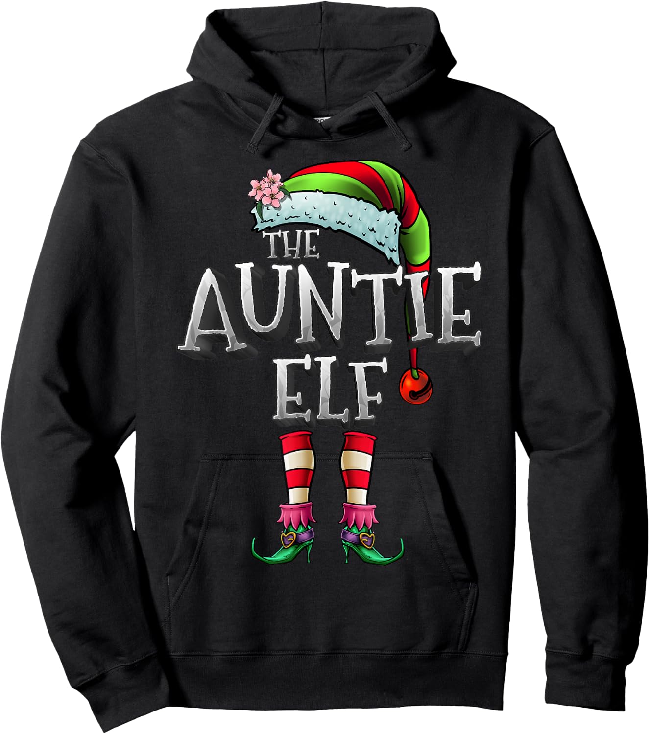 The Auntie Elf Shirt Matching Family Christmas Auntie Elf Hoodie - Hoodie | Black