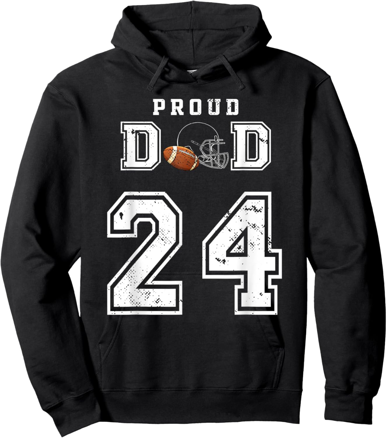 Custom Proud Football Dad Number 24 Personalized Hoodie - Hoodie | Black