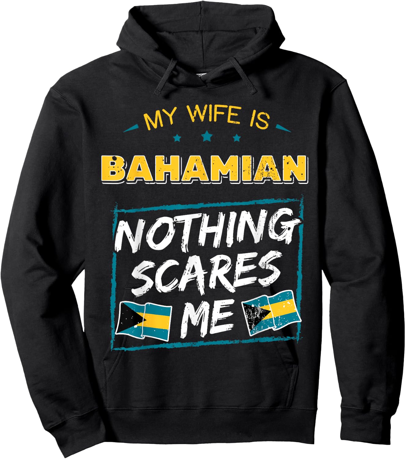 My Wife Is Bahamian Bahamas Heritage Roots Flag Pride Hoodie - Hoodie | Black