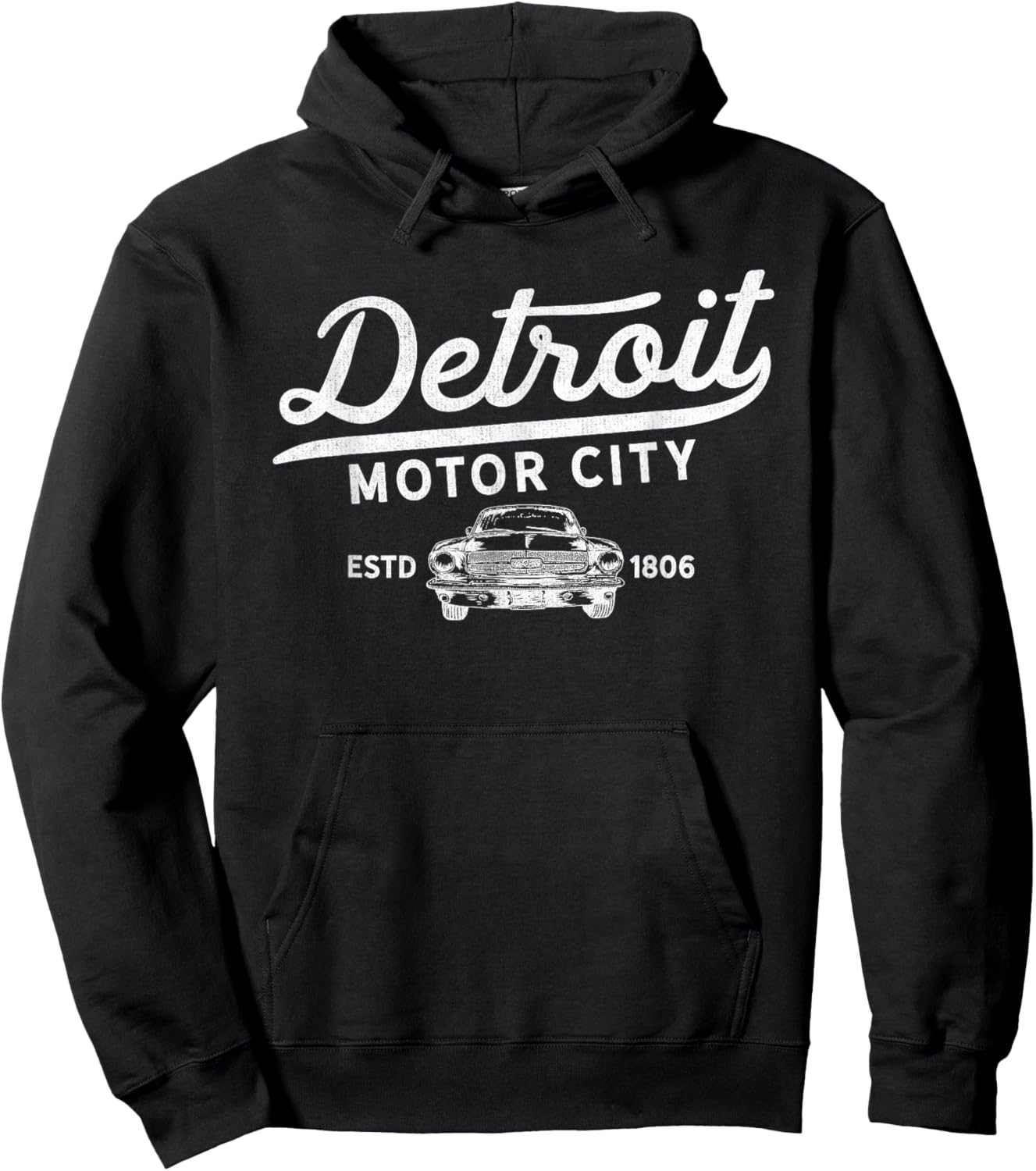 Motor City Muscle Car Detroit Novelty Hoodie - Hoodie | Black