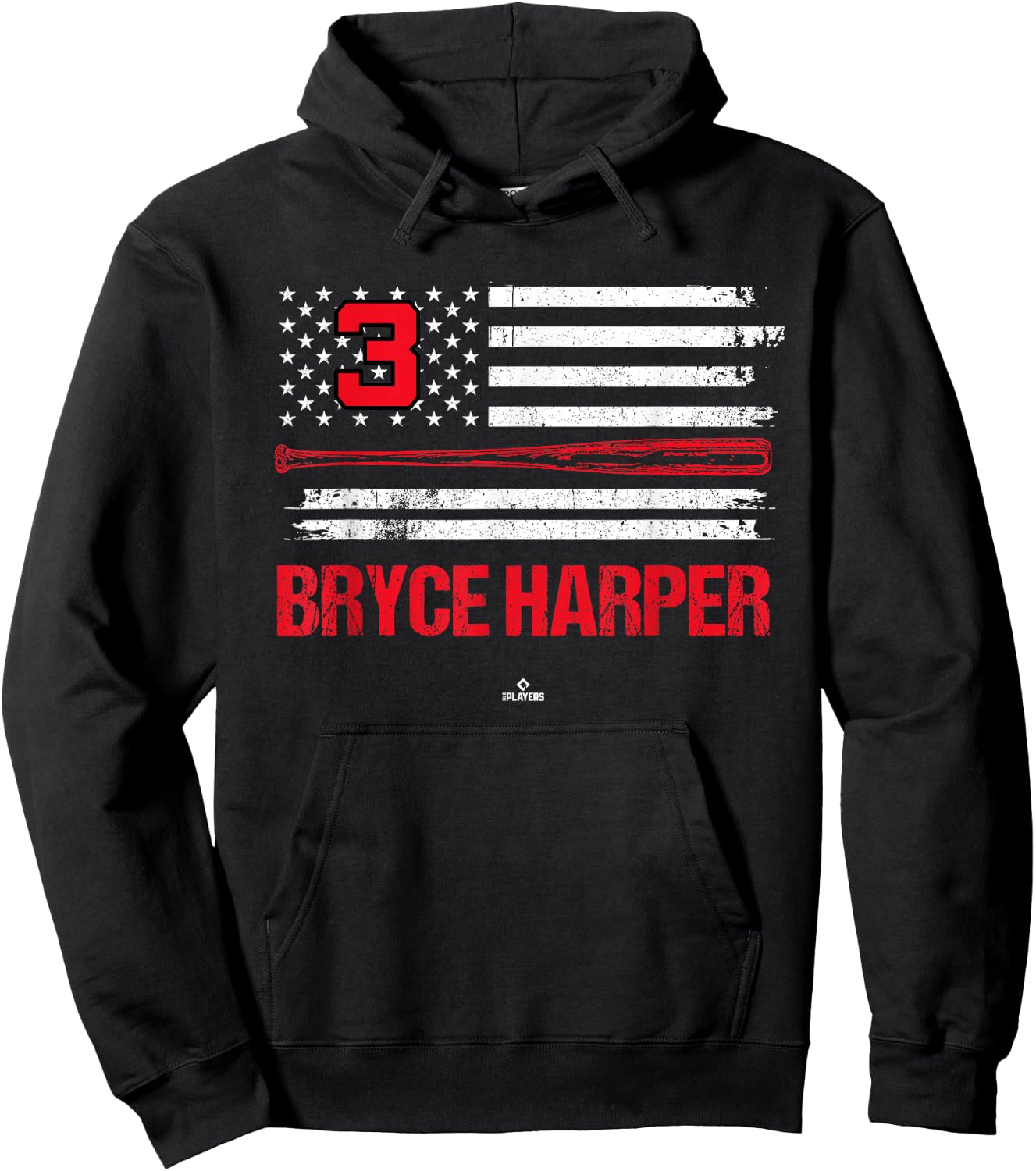 USA Flag Bat Bryce Harper Philadelphia Baseball MLBPA Hoodie - Hoodie | Black