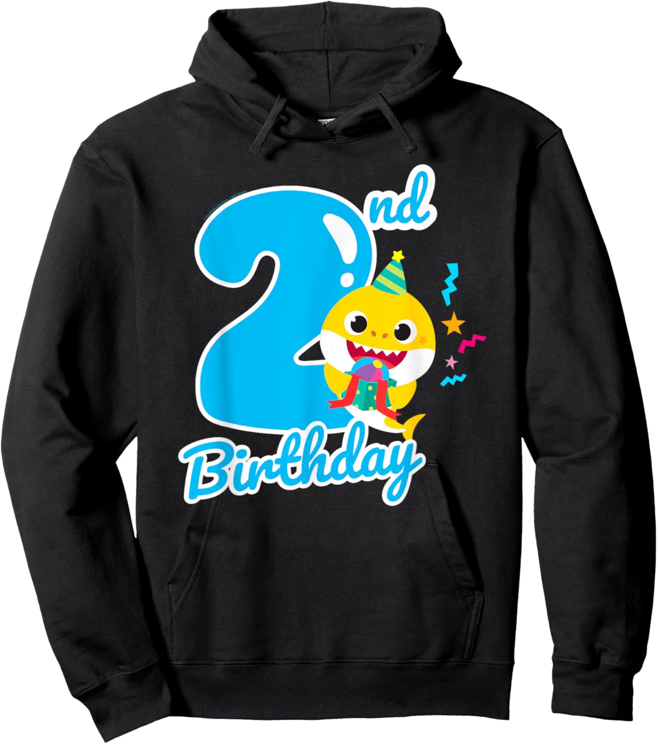 Baby Shark 2nd Birthday Blue 2 Years Hoodie - Hoodie | Black
