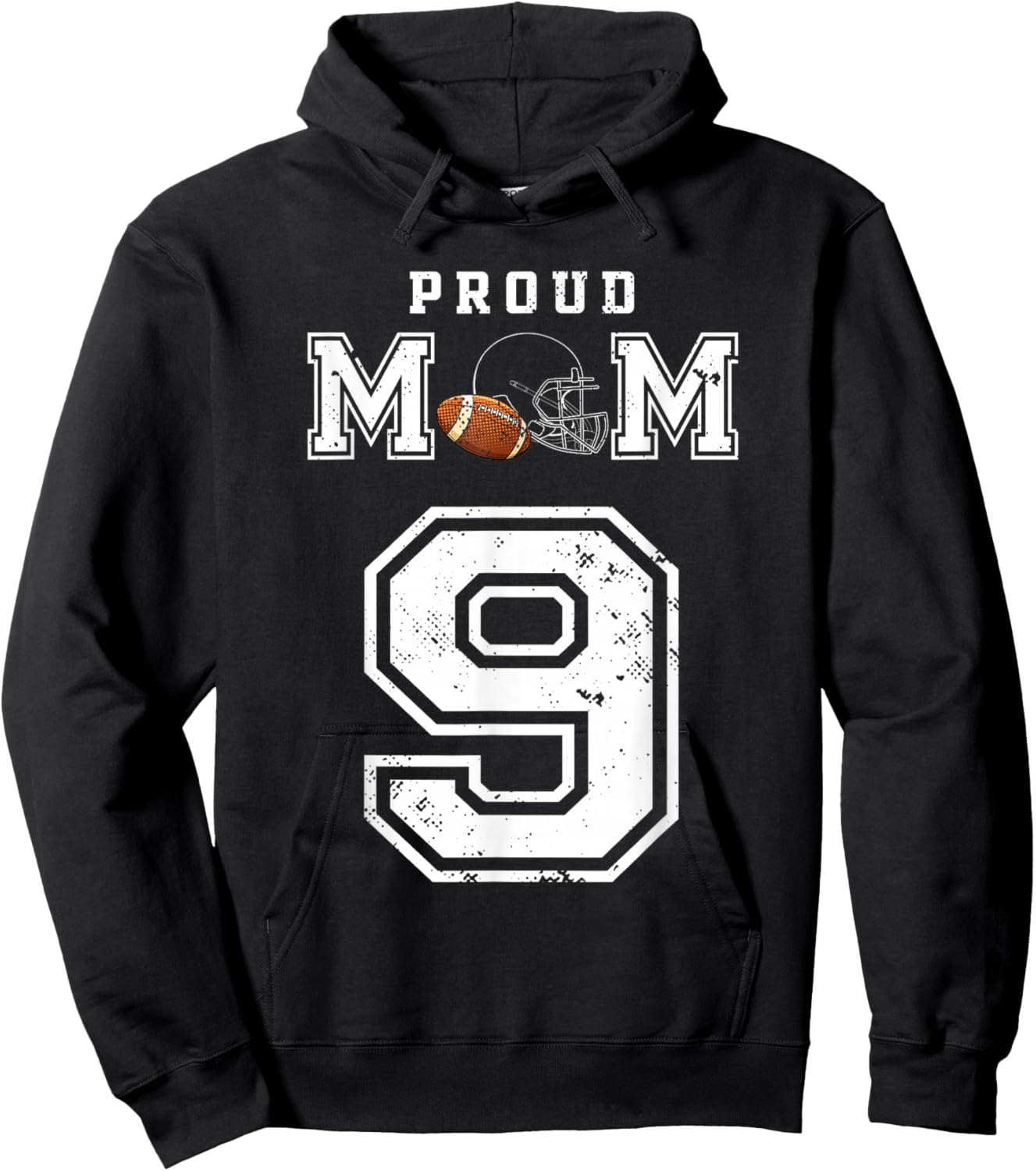 Custom Proud Football Mom Number 9 Personalized Hoodie - Hoodie | Black