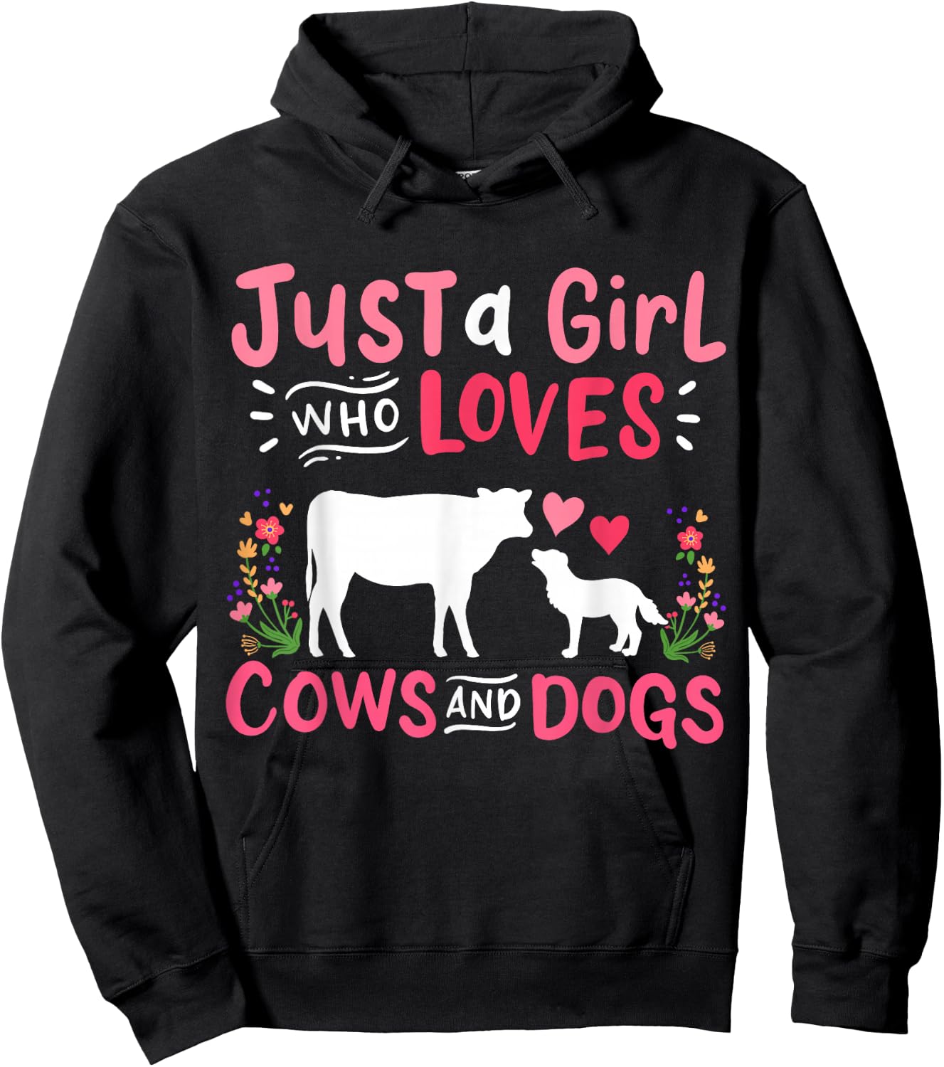 Cow Lover Gift Just a Girl Who Loves Cows and Dogs Farmer Hoodie - Hoodie | Black