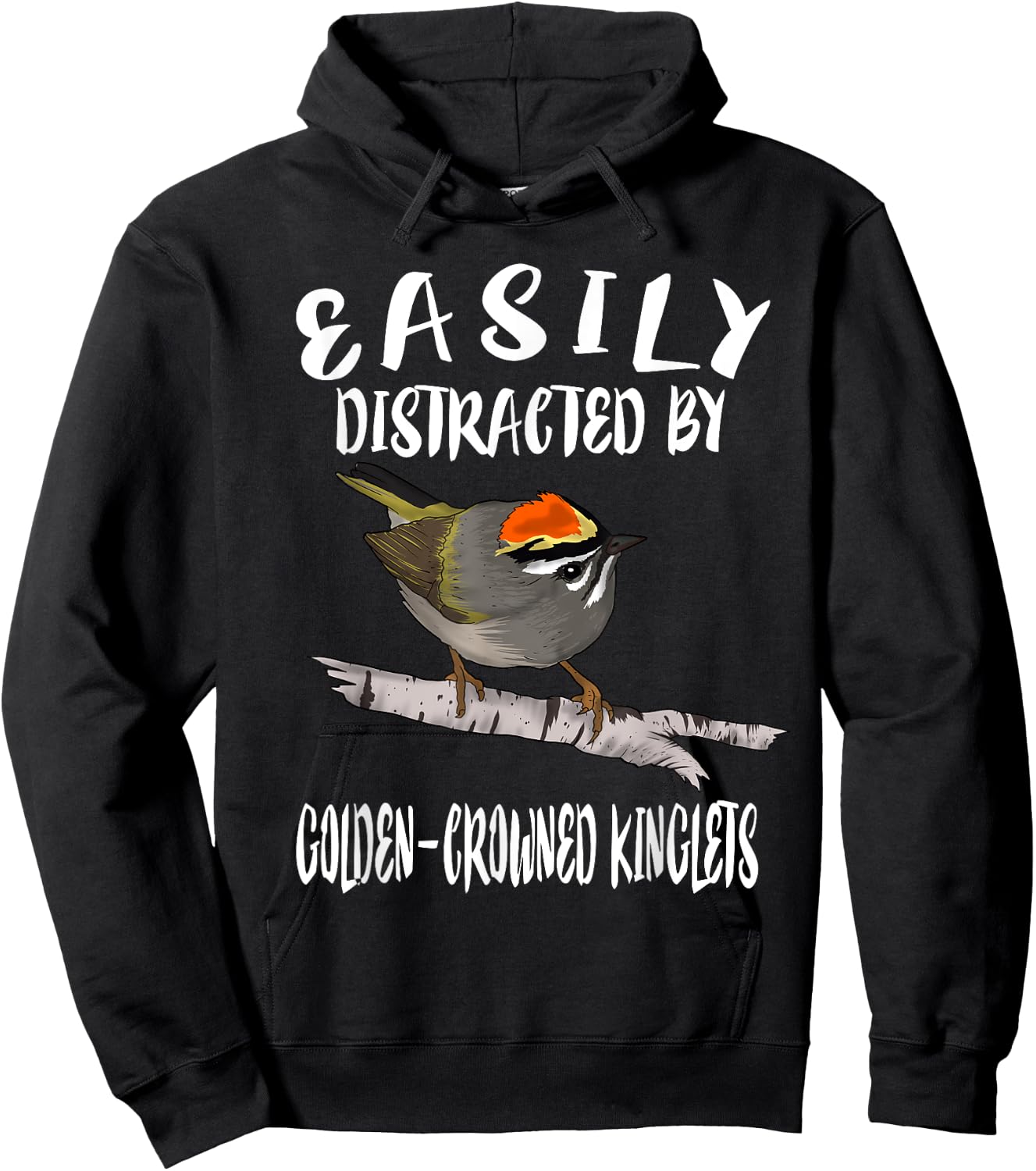 Easily Distracted By Golden-crowned Kinglets Birds Birding Hoodie - Hoodie | Black
