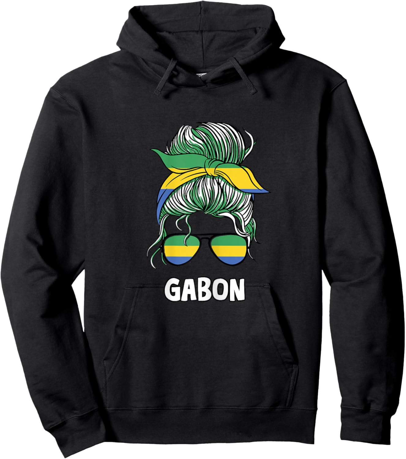 African Flag Gabon Girl , white, Female X-Small Hoodie - Hoodie | Black