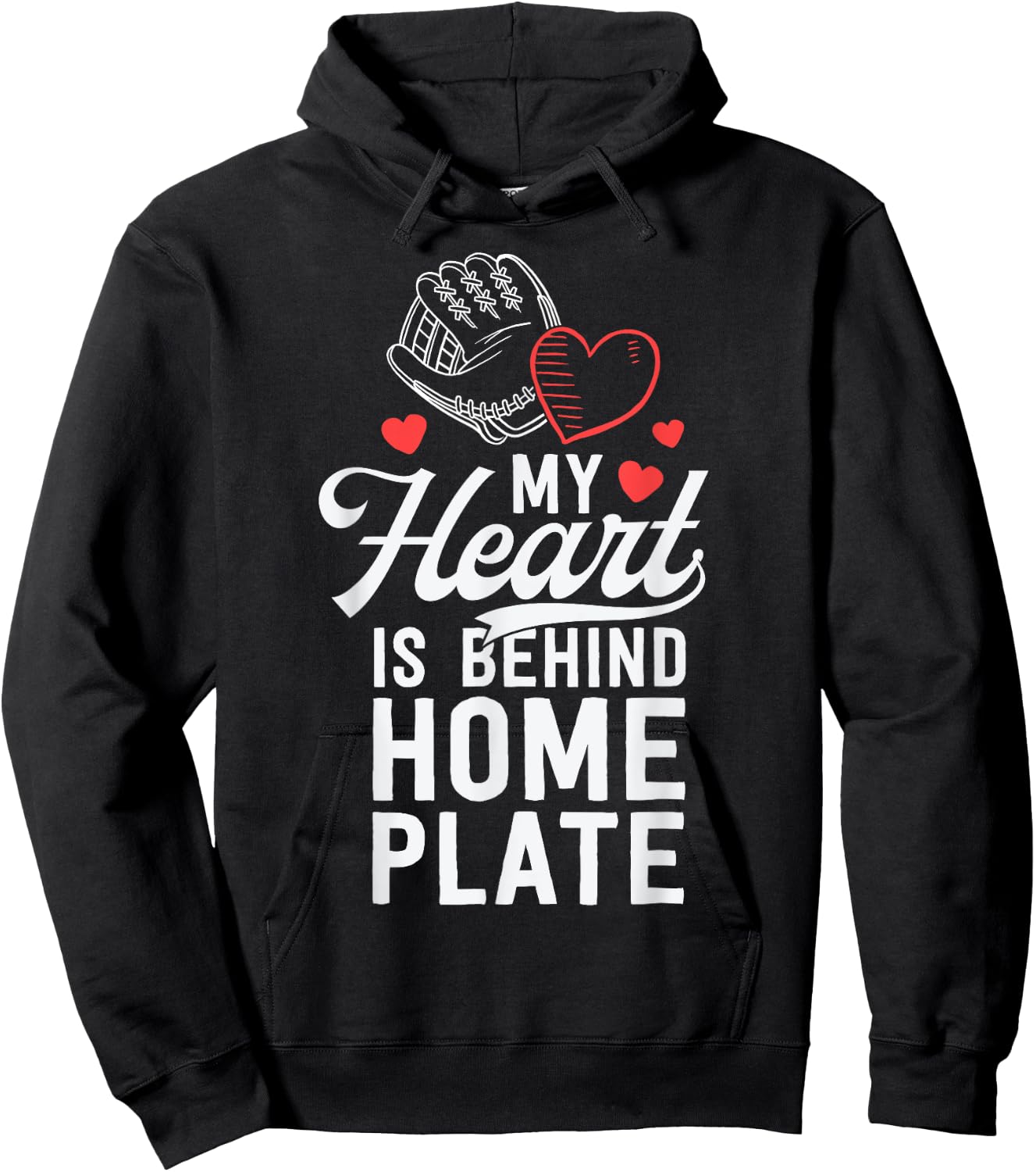My Heart Is Behind Home Plate Catcher Hoodie - Hoodie | Black