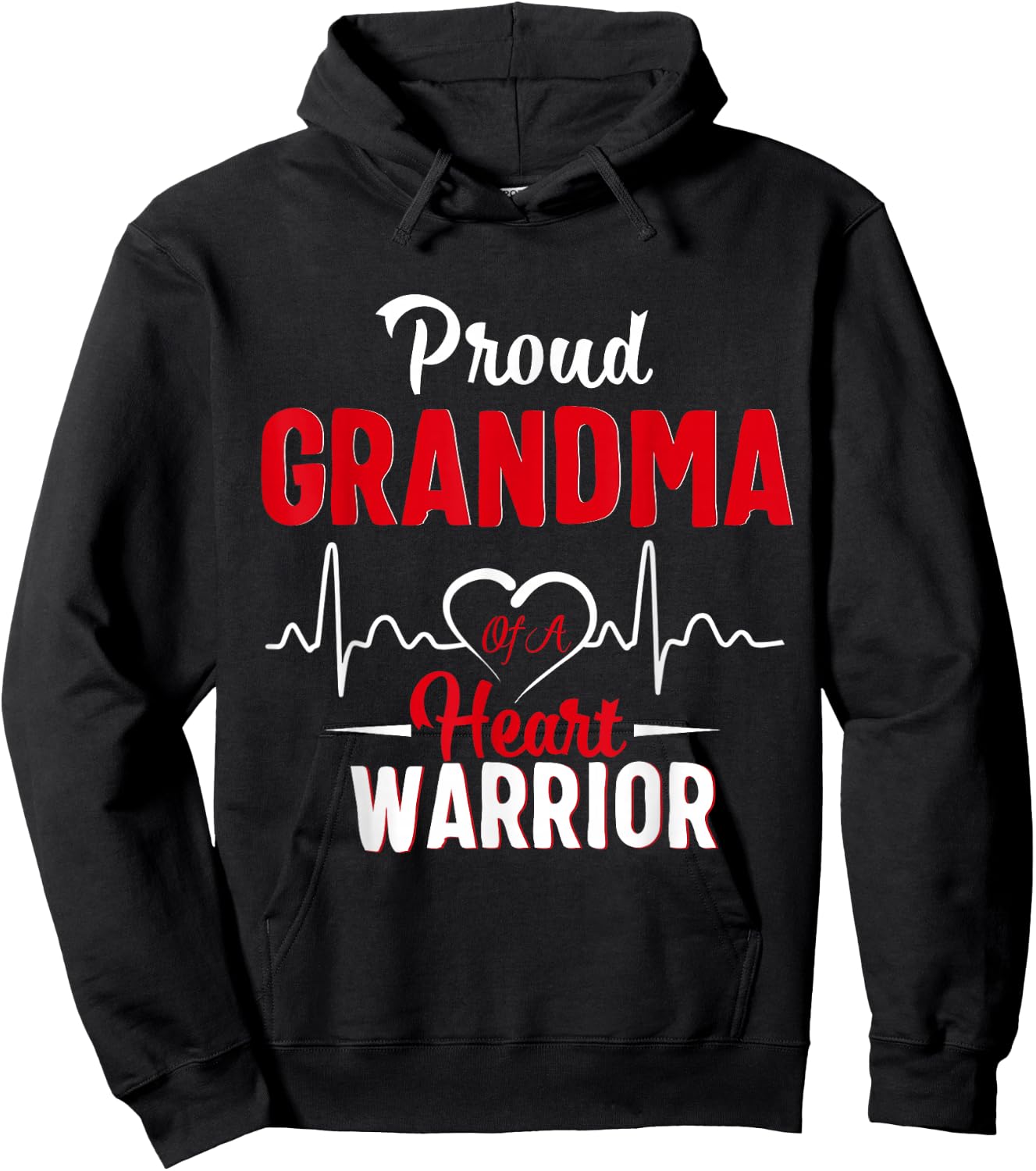 Proud Grandma of a Heart Warrior CHD Awareness shirt gift Hoodie - Hoodie | Black