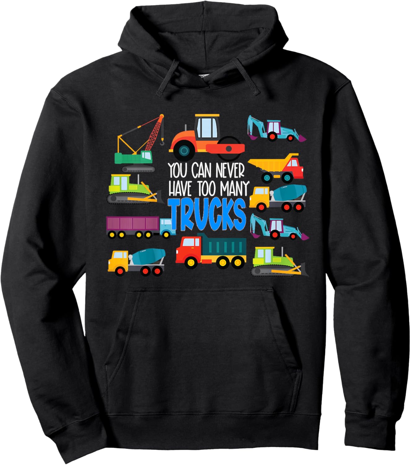 Kids You Can Never Have Too Many Trucks Funny Boys Trucks Hoodie - Hoodie | Black