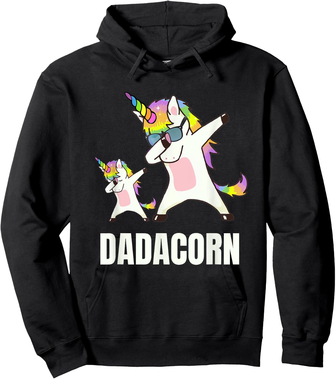 Dadacorn Daddy Unicorn Funny Dabbing Unicorn Dad and Baby Hoodie - Hoodie | Black
