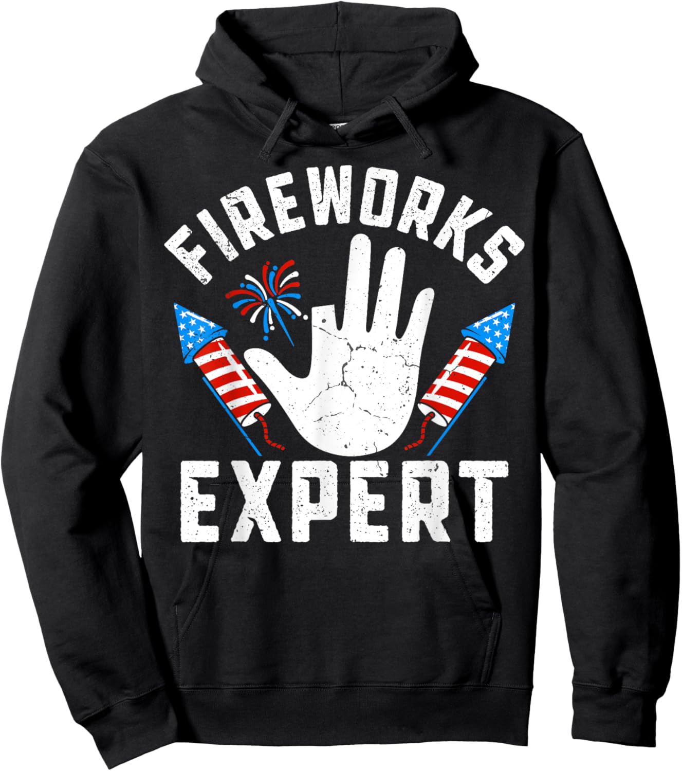 Missing Finger Fireworks Expert Funny 4th Of July Patriotic Hoodie - Hoodie | Black