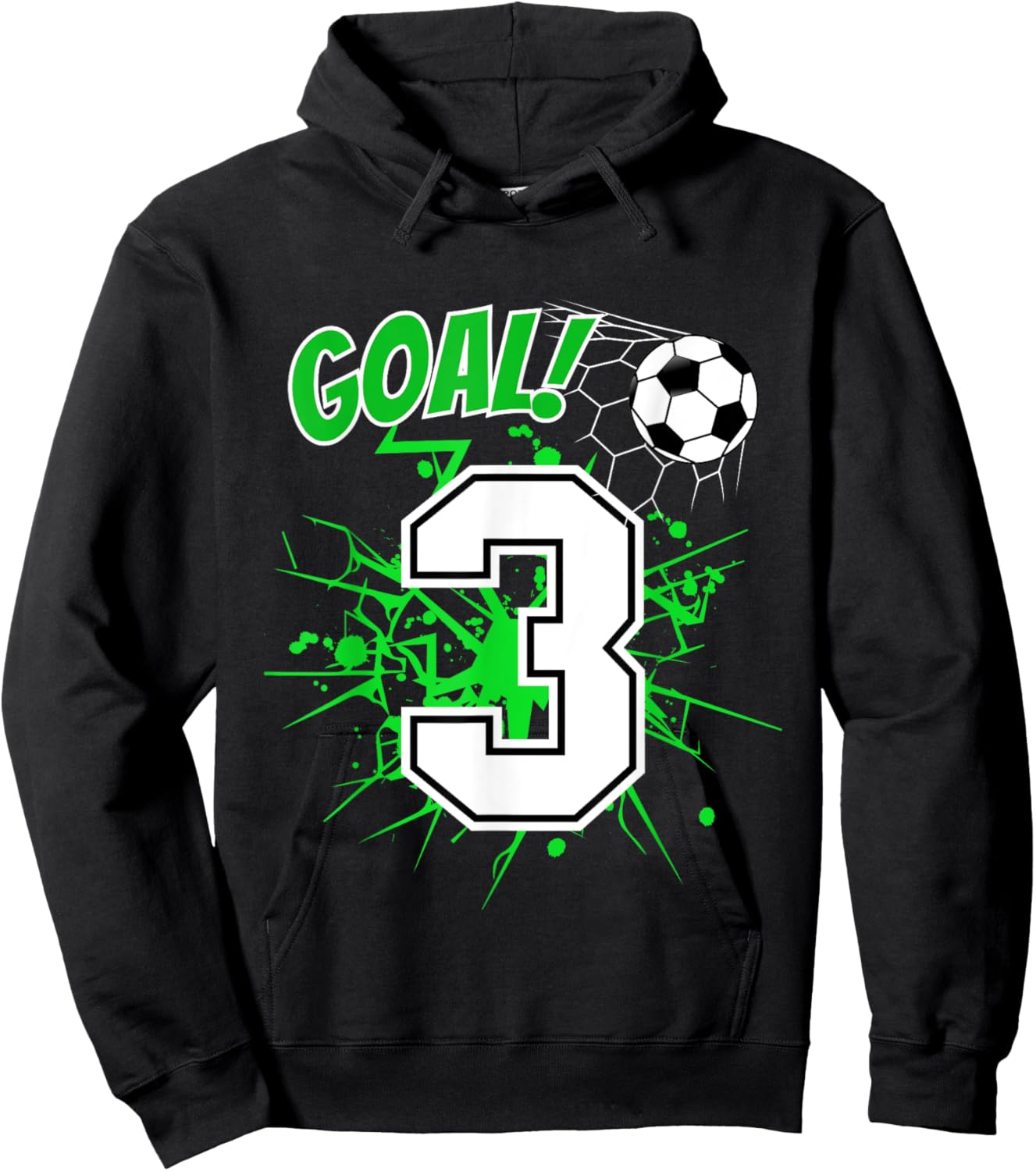 Boy 3 Years Old Kids 3rd Soccer Birthday Ball Theme Hoodie - Hoodie | Black