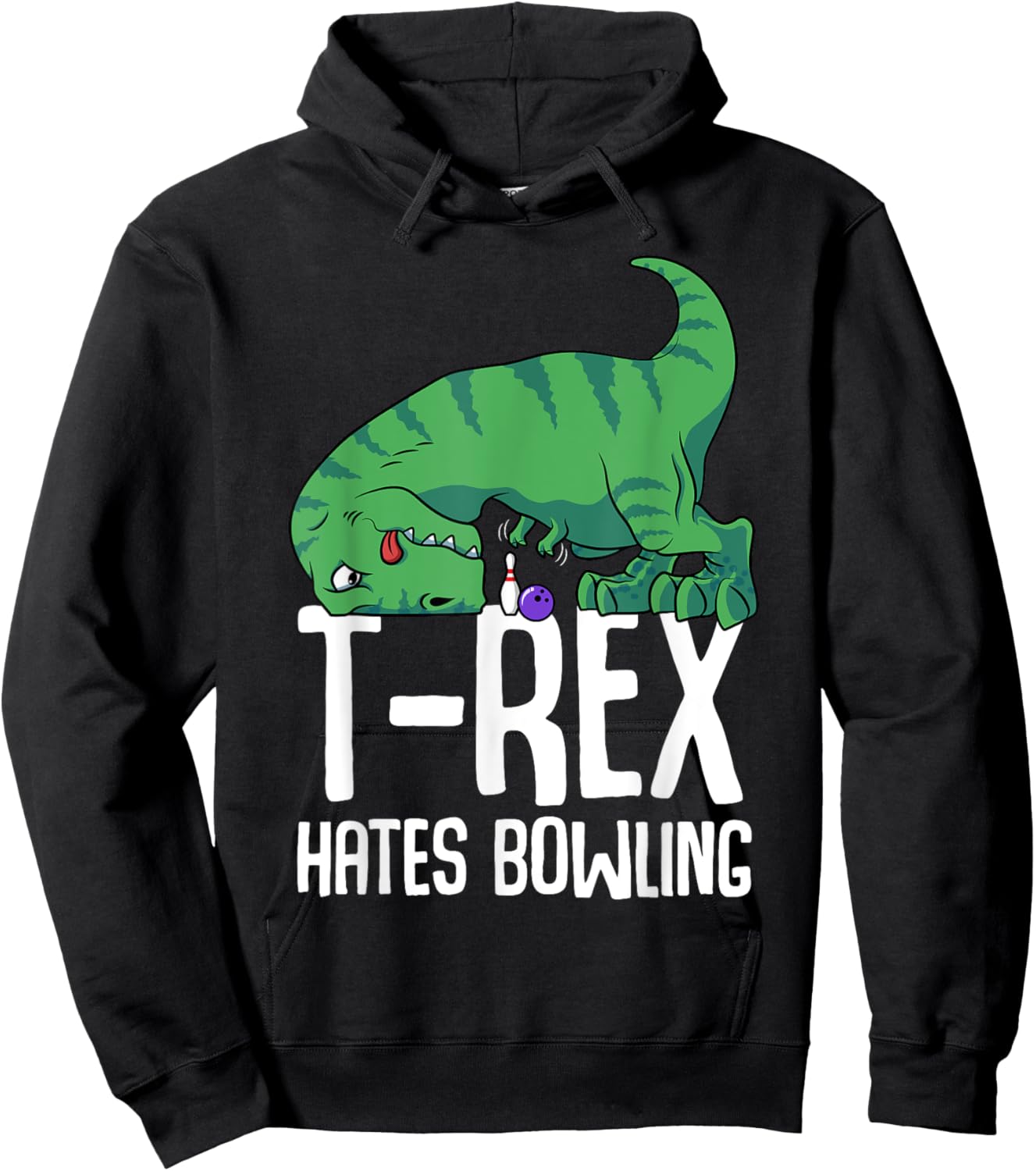 Funny T-Rex Hates Bowling Gym Short Arms Dino Lover TRex Hoodie - Hoodie | Black