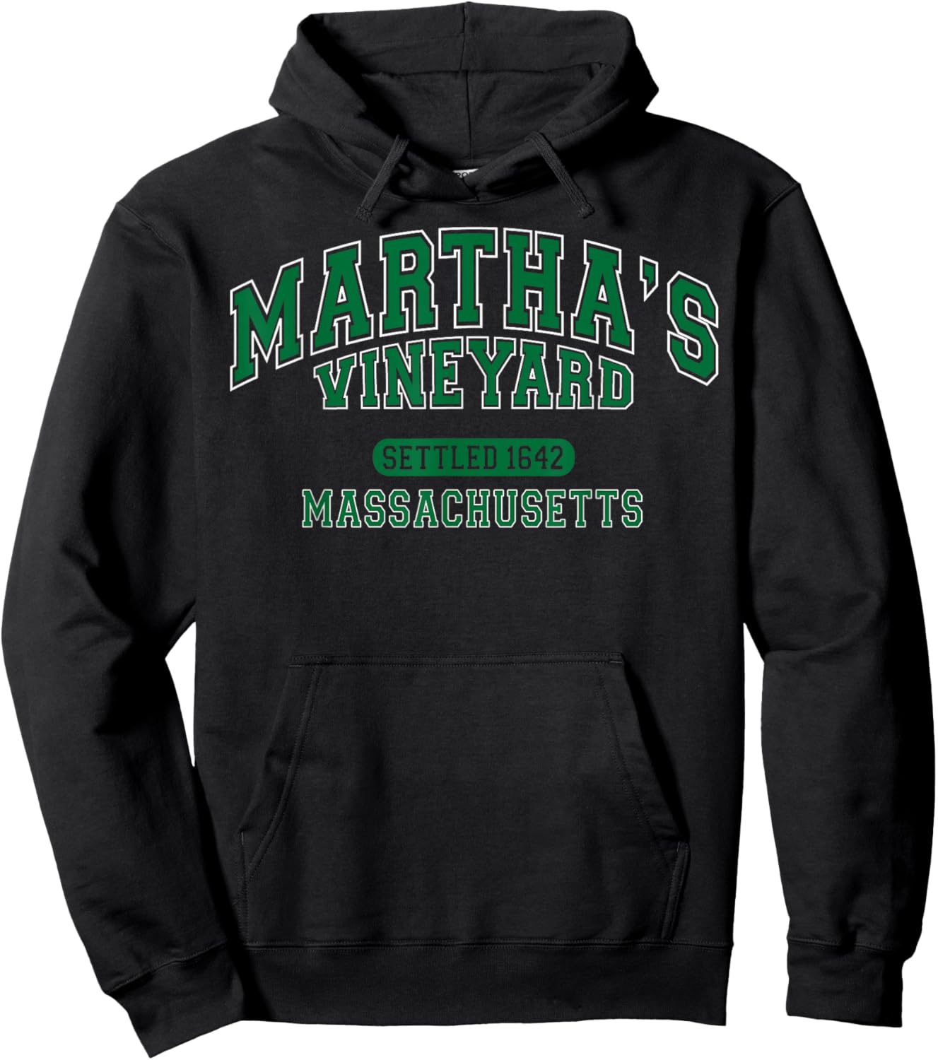 Martha's Vineyard Massachusetts Vintage Sports Green Hoodie - Hoodie | Black