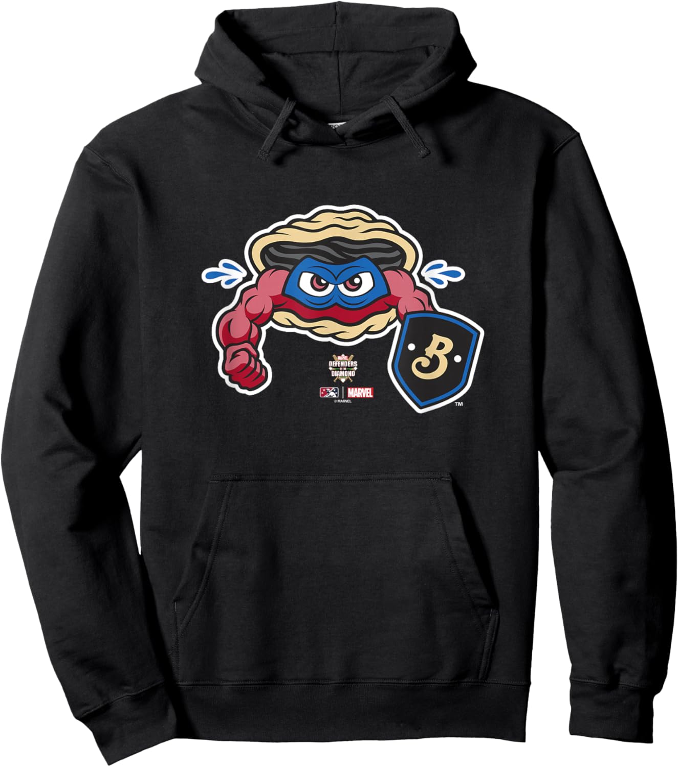 Marvel x MiLB Defenders Of The Diamond Biloxi Shuckers Logo Hoodie - Hoodie | Black