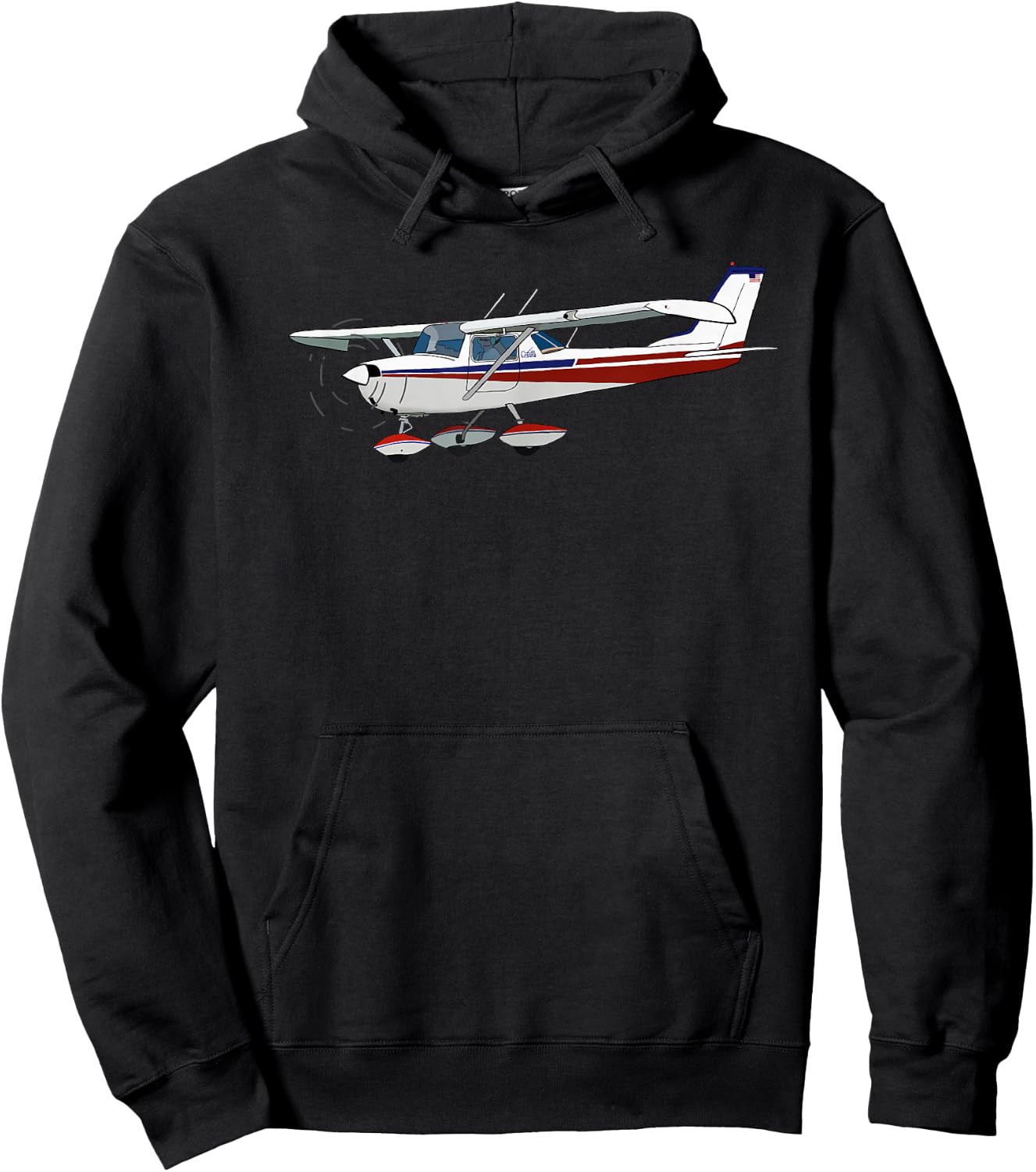 C-172 Skyhawk Airplane Illustration Aviation Pilot Art Hoodie - Hoodie | Black