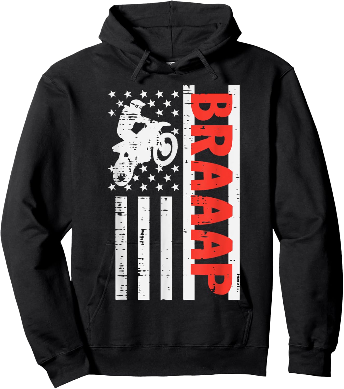 Dirt Bike Braaap US Flag Motocross Men Women Boys Kids Hoodie - Hoodie | Black