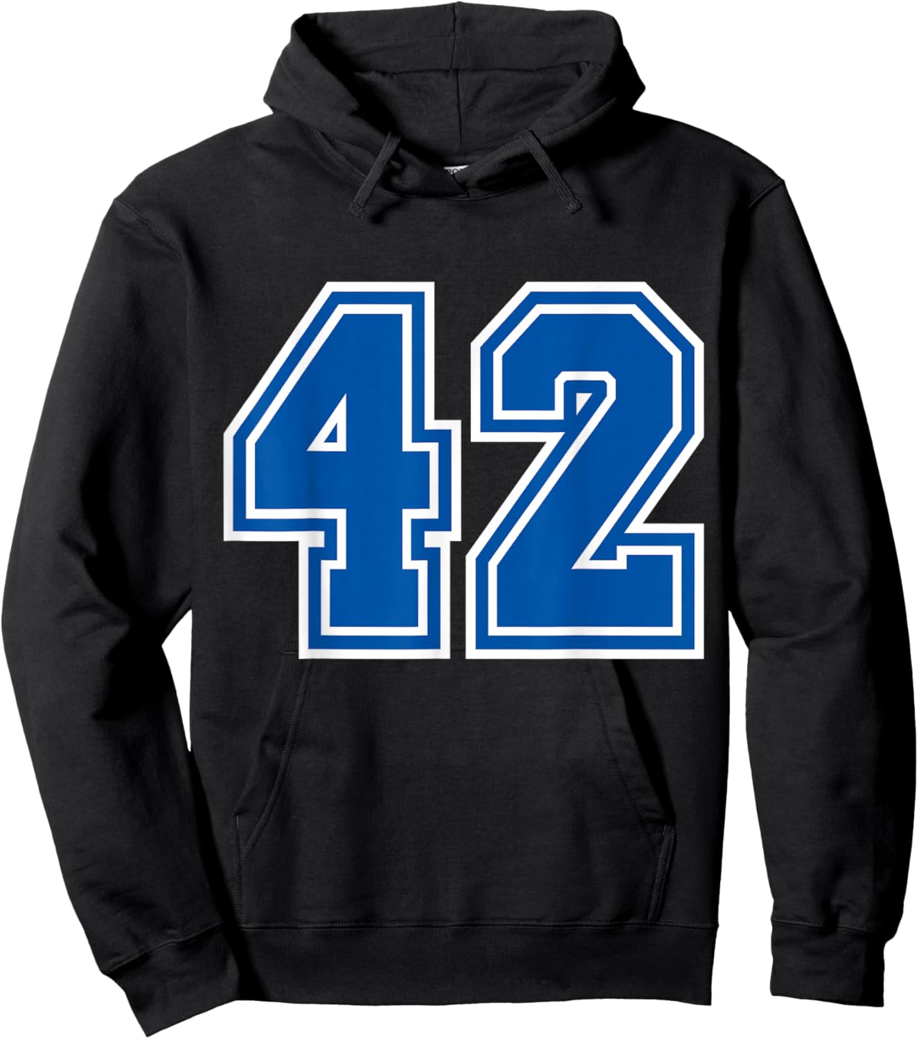 Number #42 Blue Sports Team Varsity Number Hoodie - Hoodie | Black