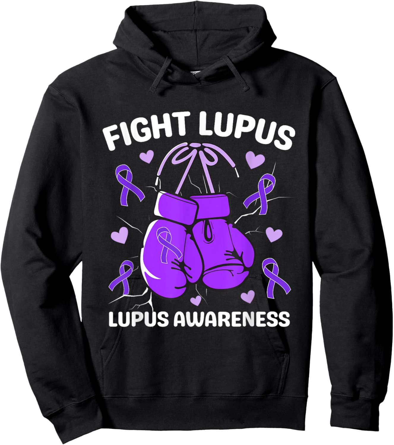 Fight Lupus Purple Awareness Ribbon Lupus Fighter Women Men Hoodie - Hoodie | Black