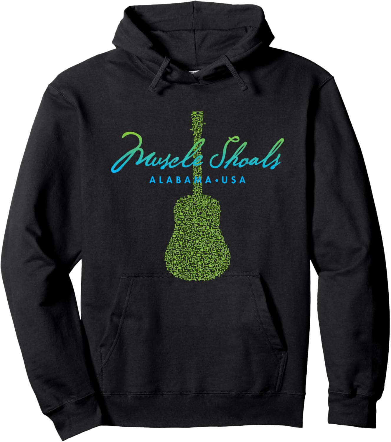 Muscle Shoals Alabama Guitar Design Hoodie - Hoodie | Black