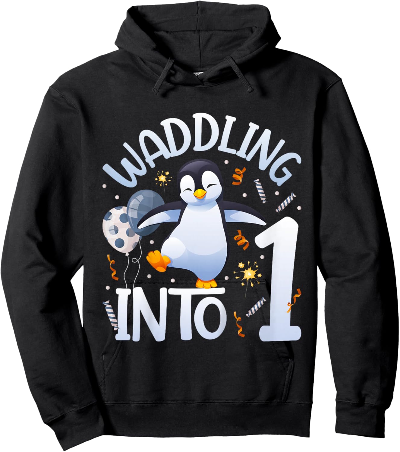 1st Penguin Birthday Party One Year Old Penguins Hoodie - Hoodie | Black