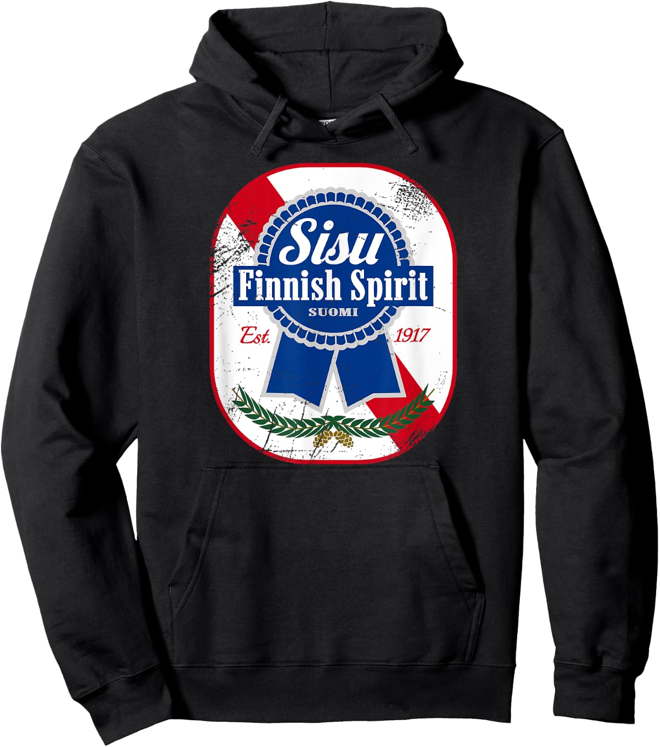 Sisu Finnish Finland Suomi Vintage Classic Retro Beer Label Hoodie - Hoodie | Black