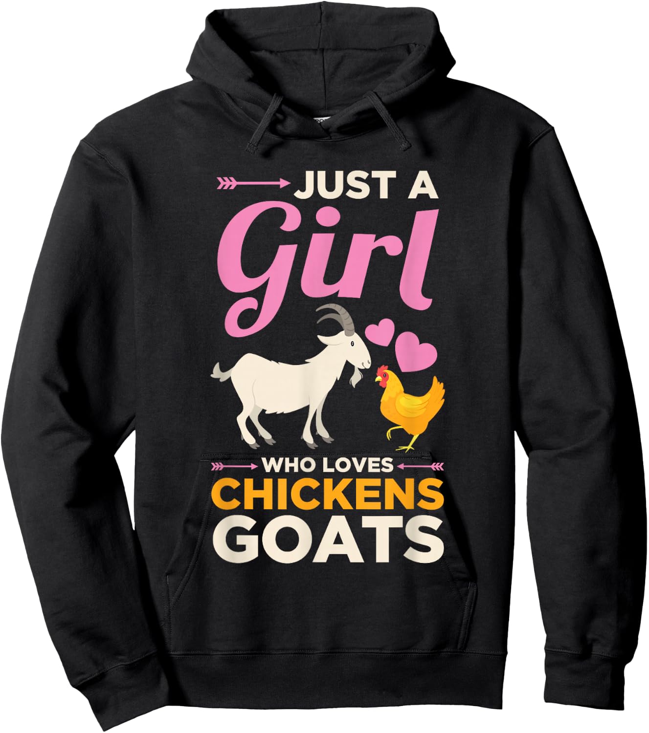 Just a Girl Who Loves Goats Chickens Farm Farming Farmer Hoodie - Hoodie | Black
