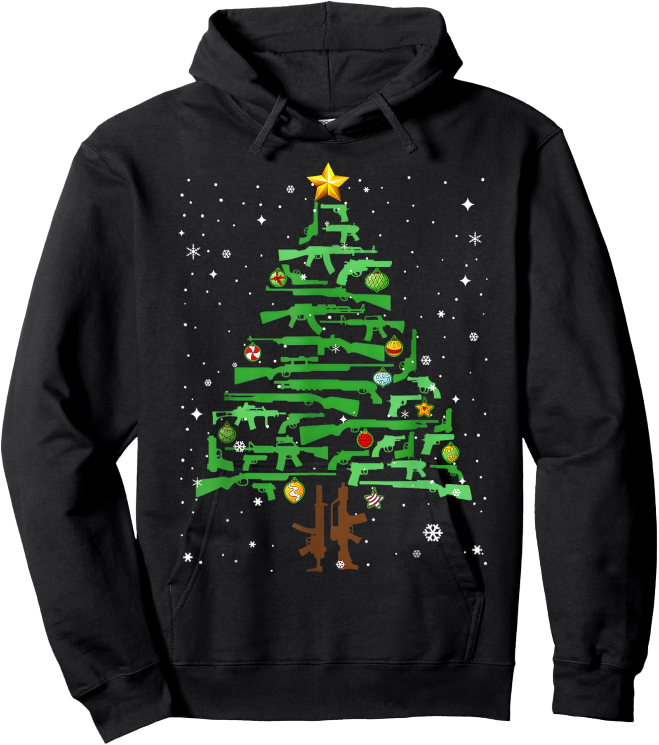 Xmas Patriotic 2nd Amendment Gun Christmas Tree Hoodie - Hoodie | Black