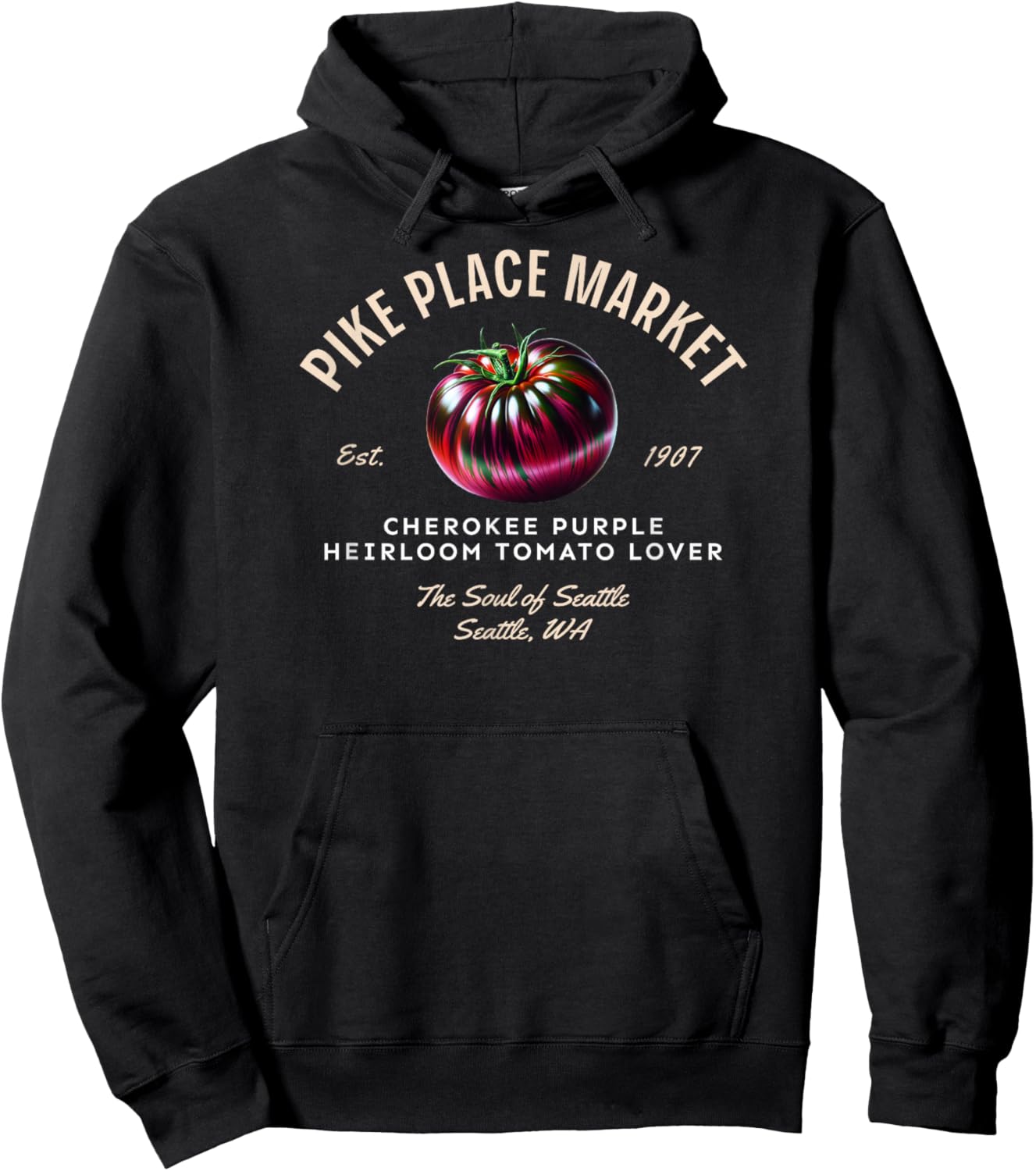 Cherokee Purple Tomato – Pike Place Market Heirloom Hoodie - Hoodie | Black
