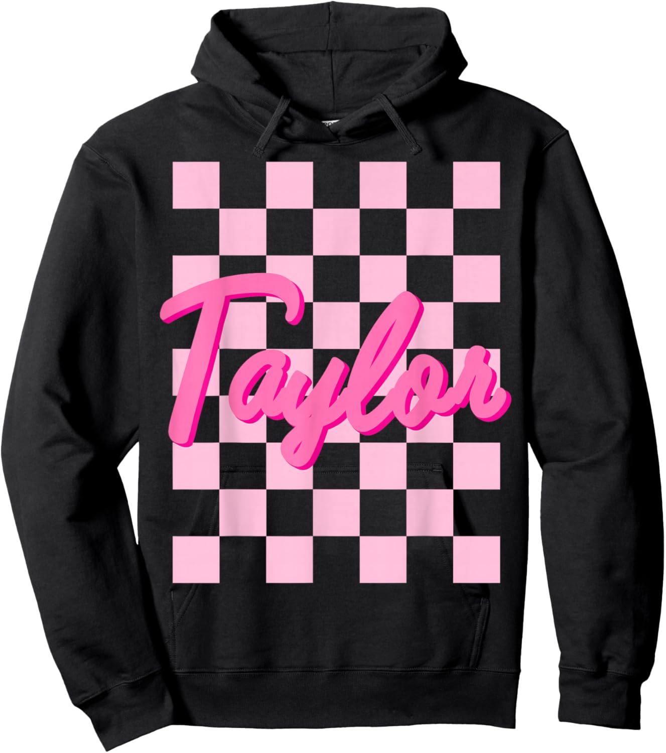 Girl Retro Taylor First Name Personalized Groovy Birthday Hoodie - Hoodie | Black