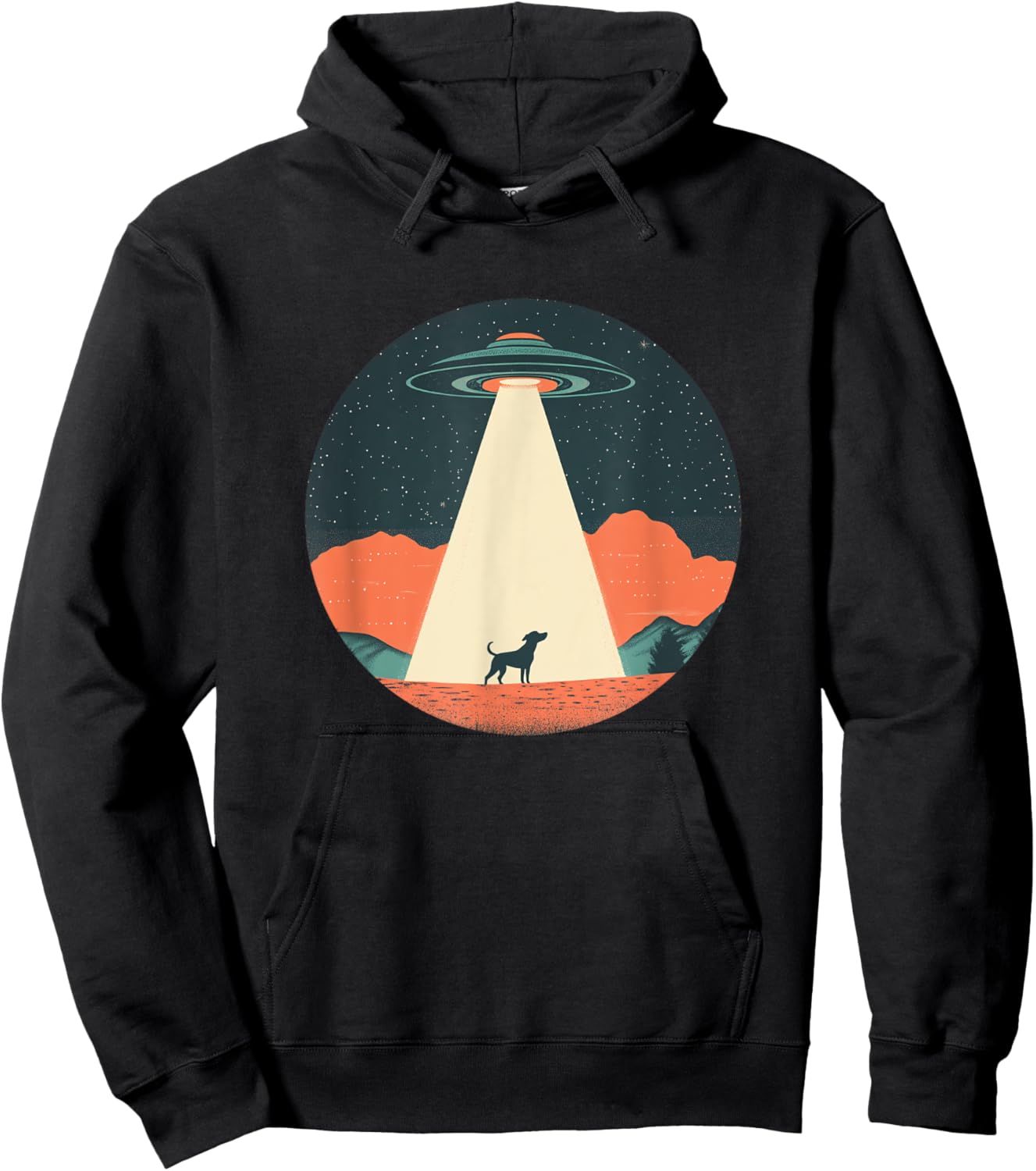 Funny UFO Beaming a Dog Up for Cosmic Fun Hoodie - Hoodie | Black