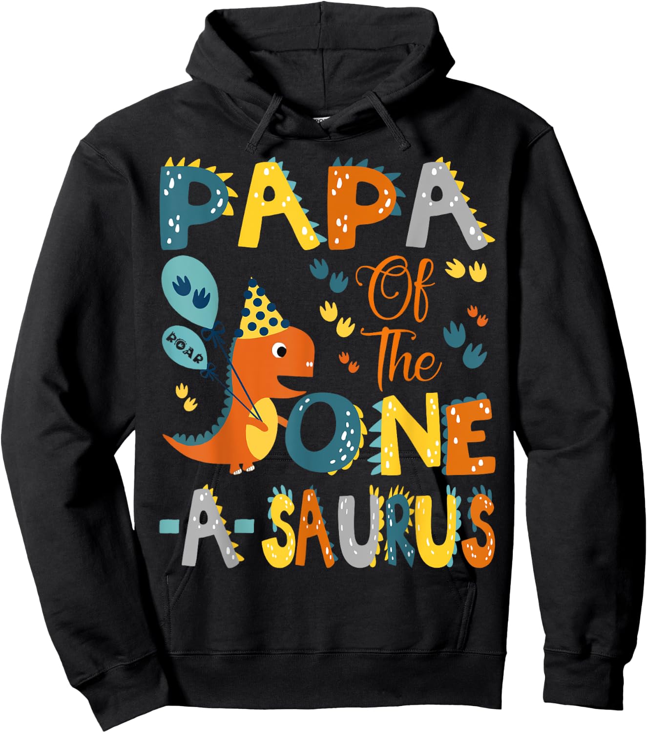 Papa Of The One-A-Saurus 1St Birthday Dinosaur Party Hoodie - Hoodie | Black
