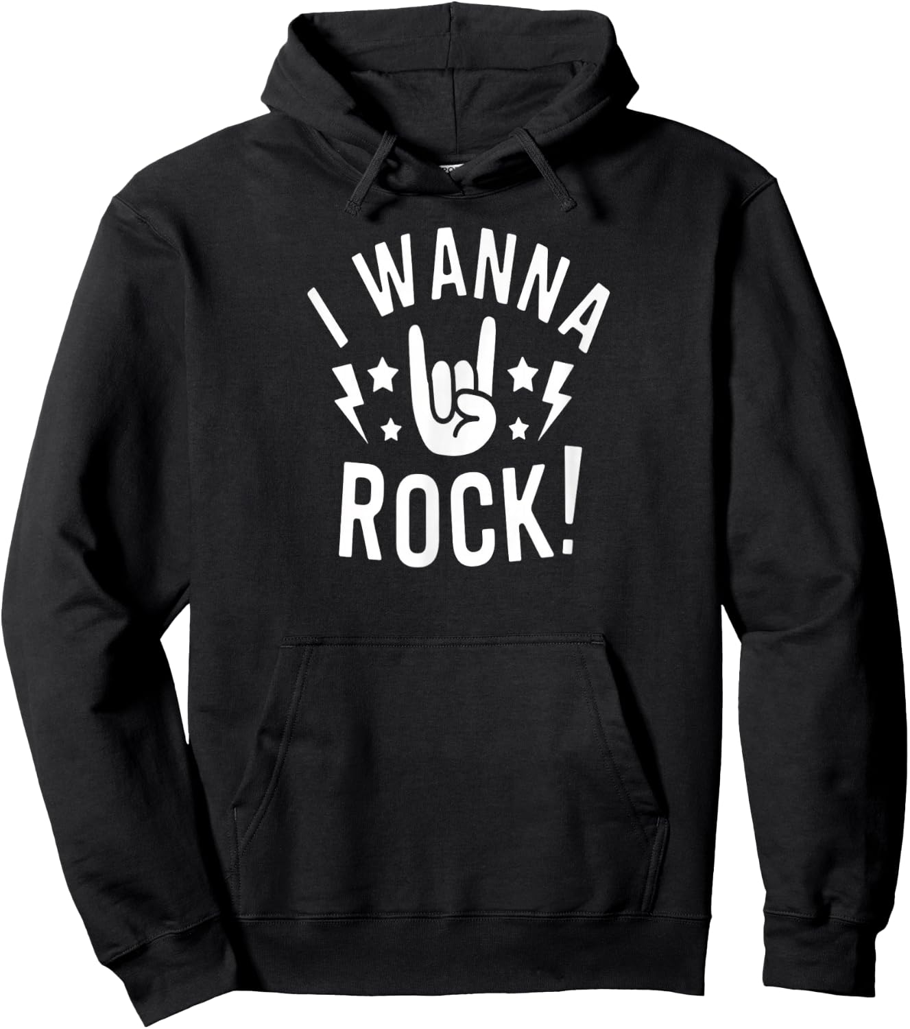 I Wanna Rock Hand Sign Loud Music Lover Rebel Humor Vibes Hoodie - Hoodie | Black