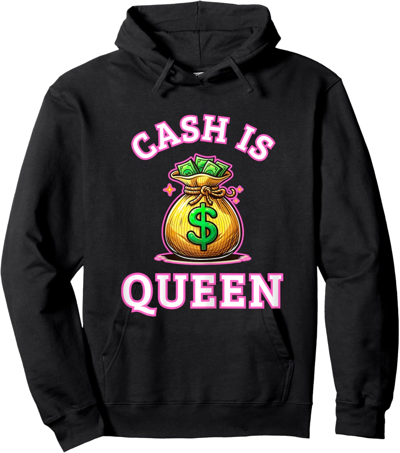 Cash is Queen: Money Bag Hoodie - Hoodie | Black