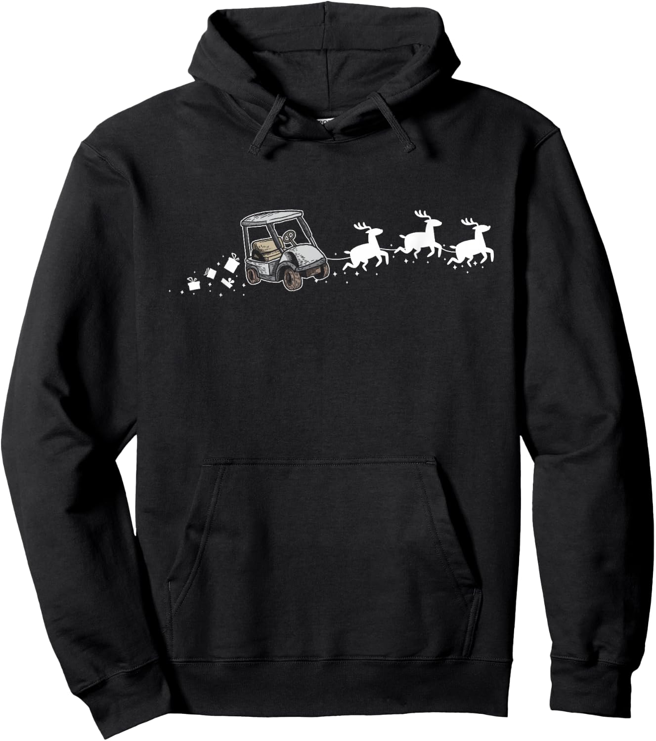 Golf Cart Santa Christmas Sleigh - Funny Golf Cart Xmas Hoodie - Hoodie | Black