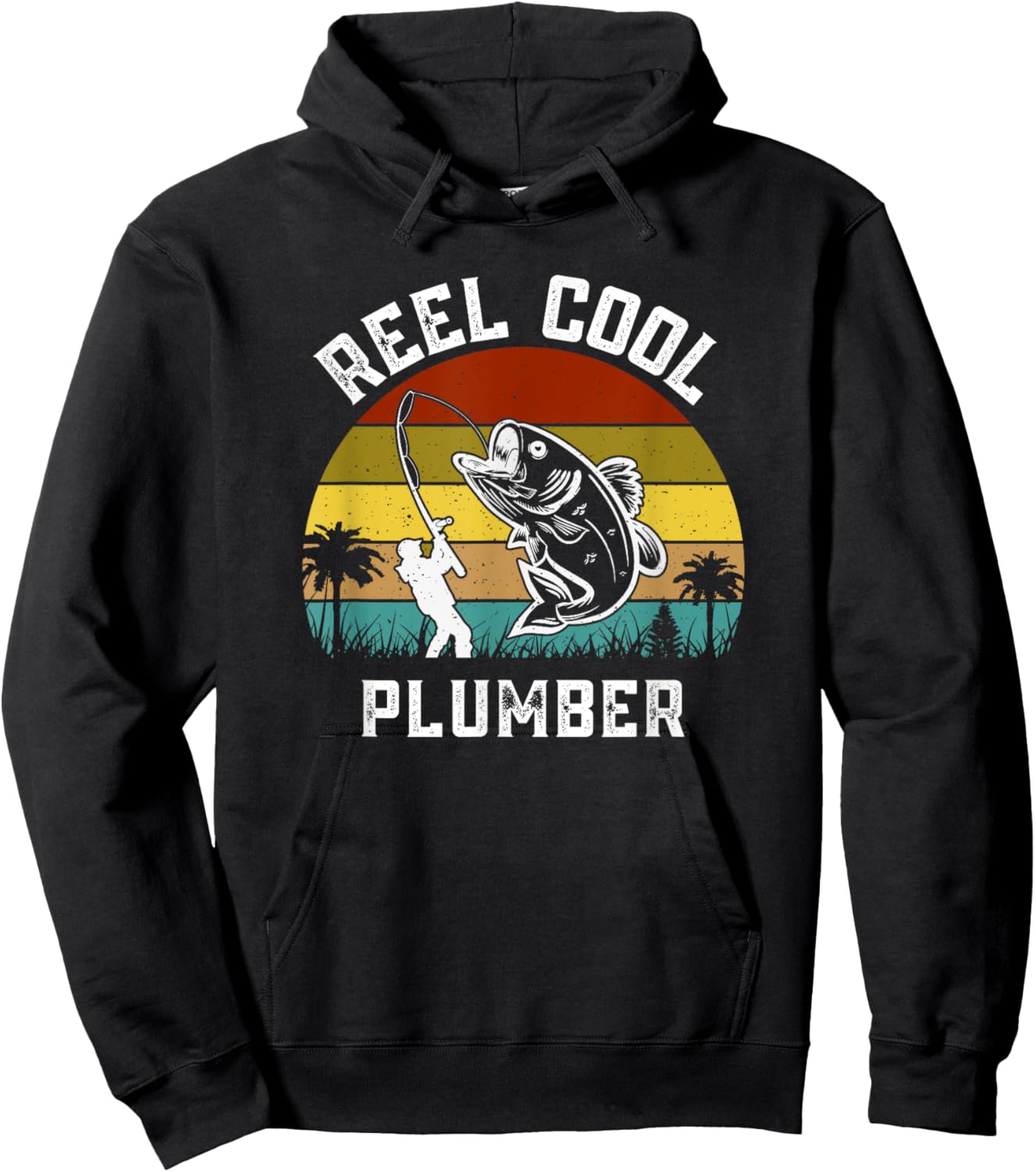 Reel Cool Plumber Fisherman Fishing Vintage Retro Hoodie - Hoodie | Black