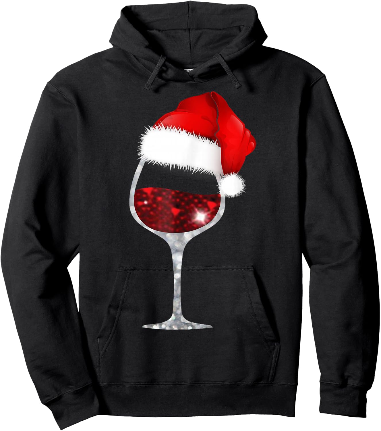 Wine Glass Xmas Christmas Wine Lovers Santa Hat Gift Hoodie - Hoodie | Black