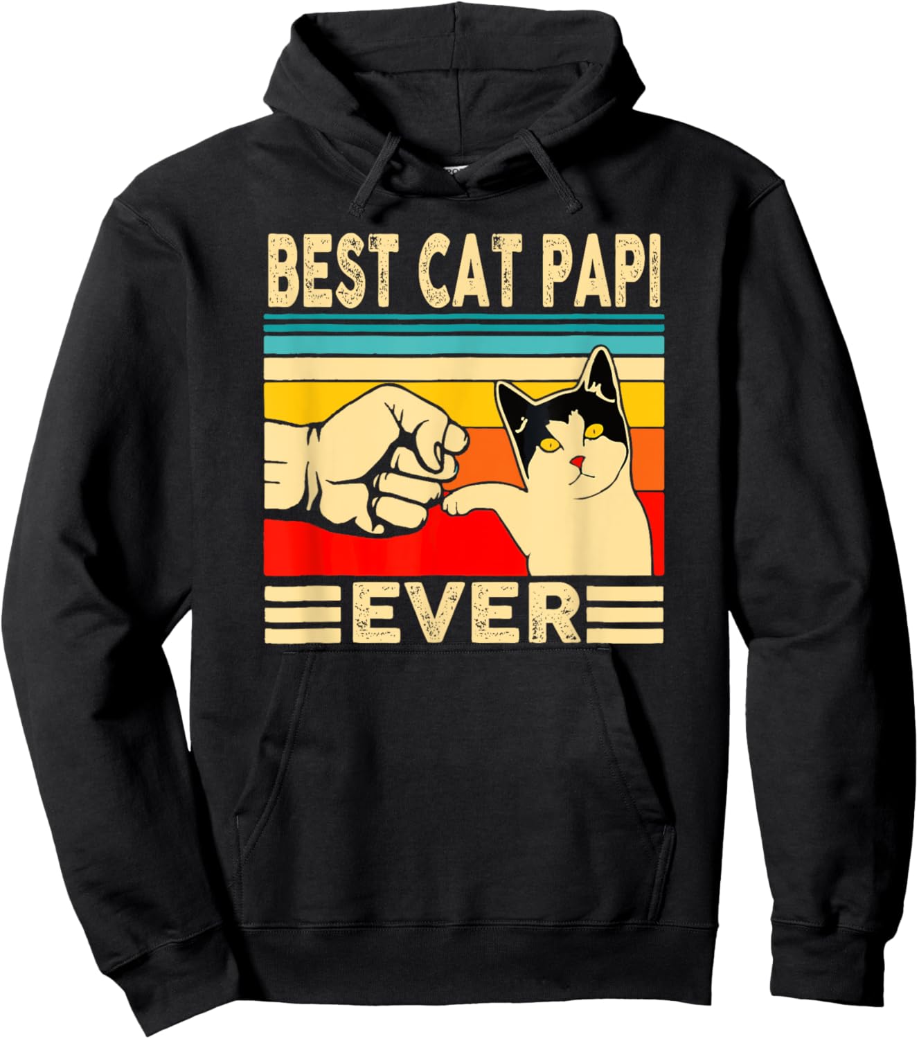 Best Cat Papi Ever Funny Cat Dad Cat Lover Crazy Cat Guy Men Hoodie - Hoodie | Black