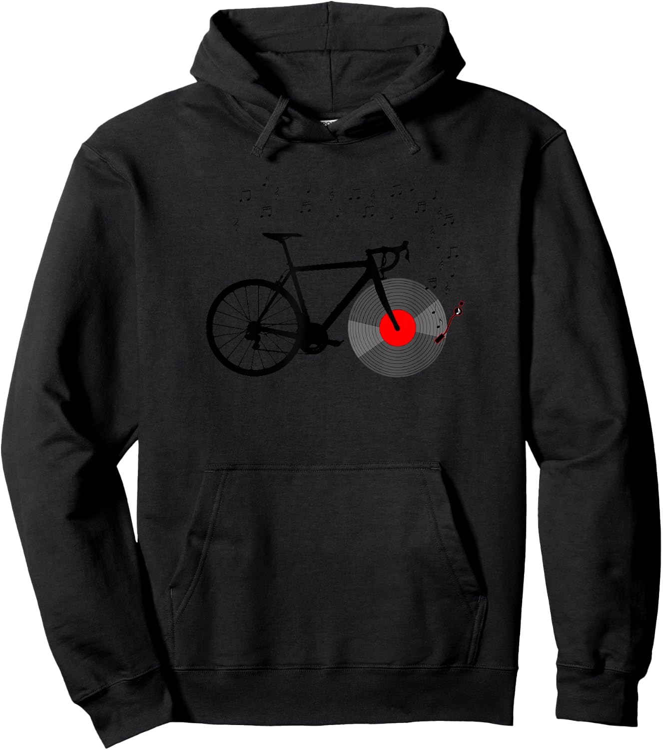 Bicycle Vinyl Record Player Bike Sound Music Notes Hoodie - Hoodie | Black