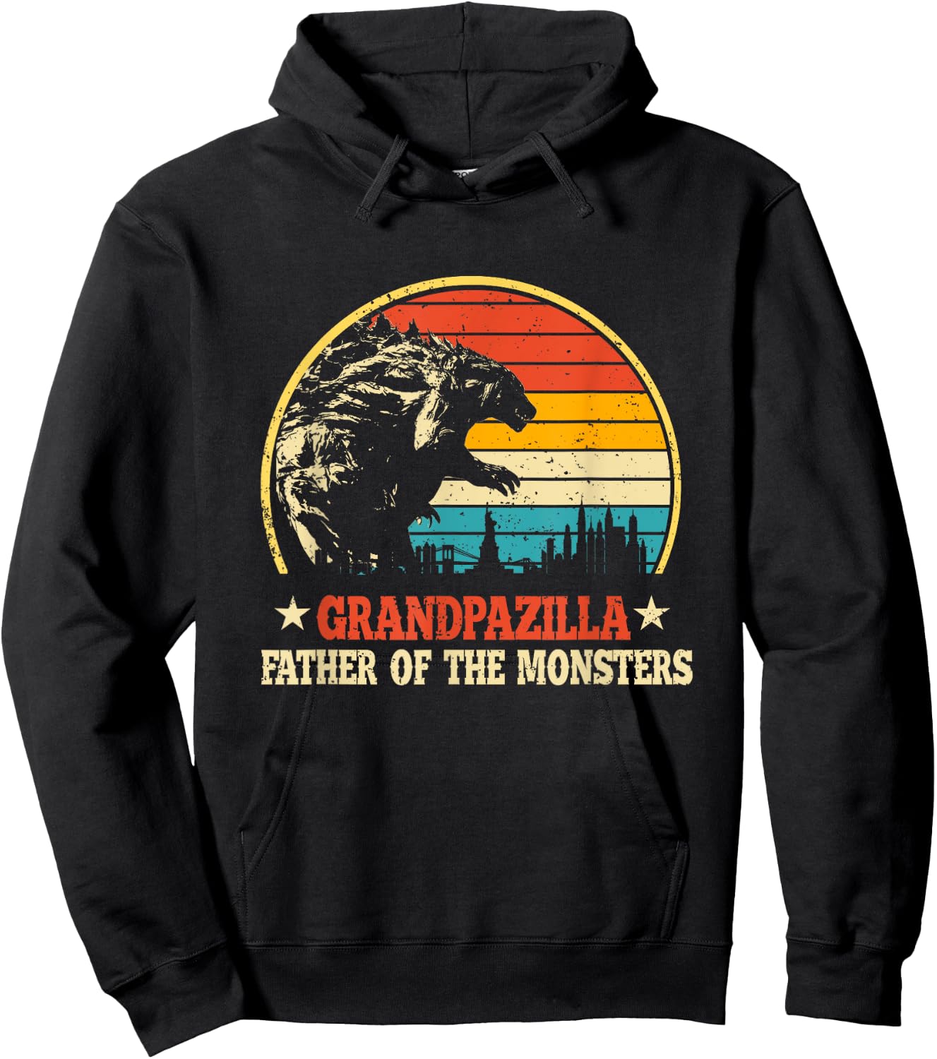 Grandpazilla Grandpa Of The Monsters Vintage Father's Day Hoodie - Hoodie | Black