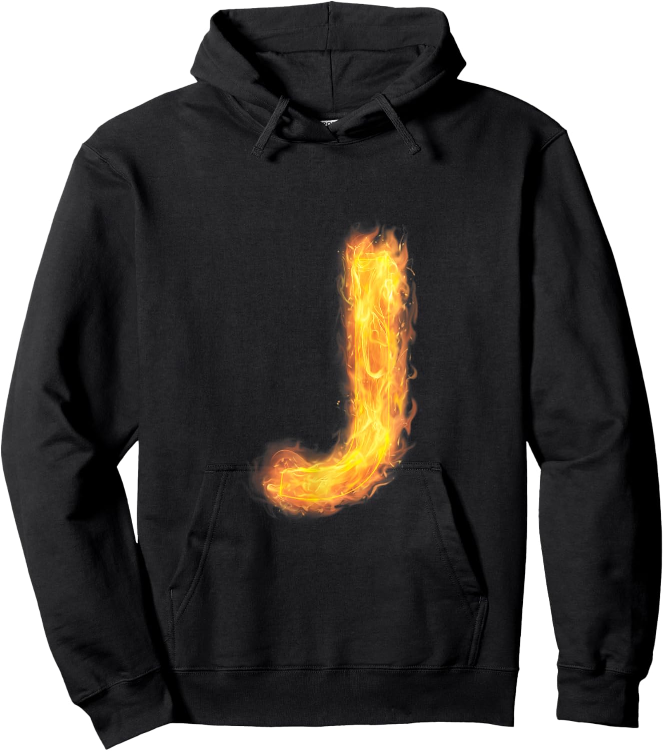 Letter J Sign Alphabet Last Name Consonants Fire Flame Gift Hoodie - Hoodie | Black
