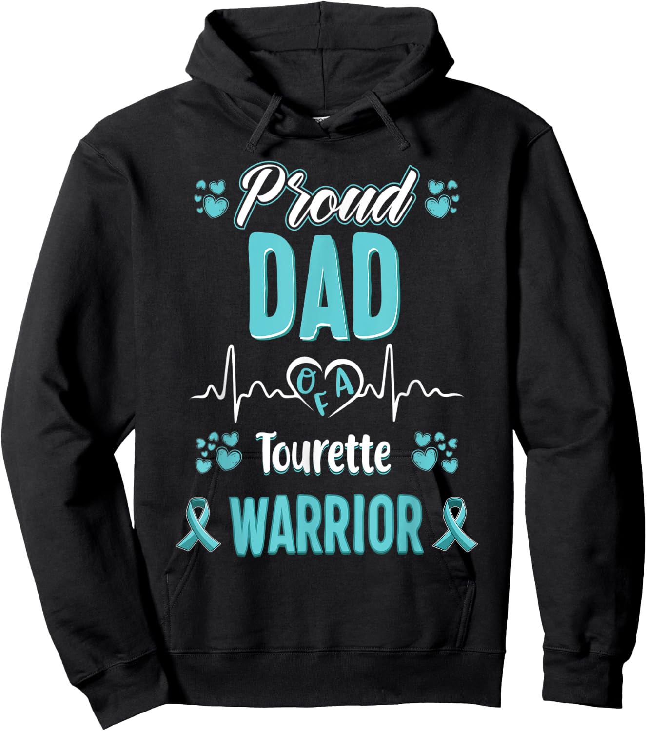 proud Dad Tourette syndrome warrior awareness ribbon Hoodie - Hoodie | Black