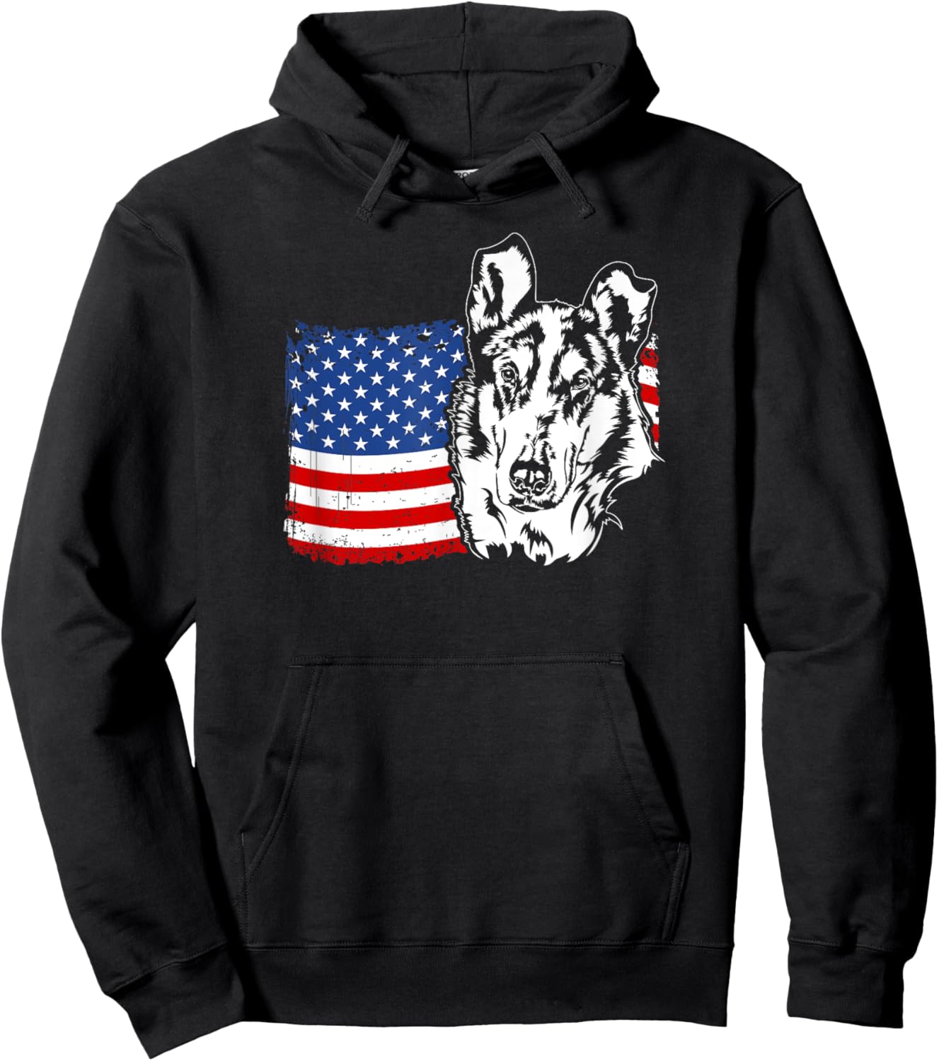 Proud Smooth Collie American US Flag Patriotic Dog Men Women Hoodie - Hoodie | Black