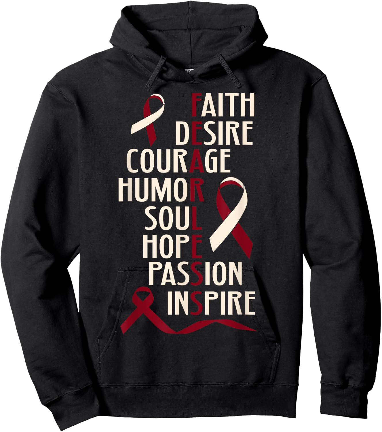 Oral Head Neck Cancer Awareness Fearless Inspirational Hoodie - Hoodie | Black