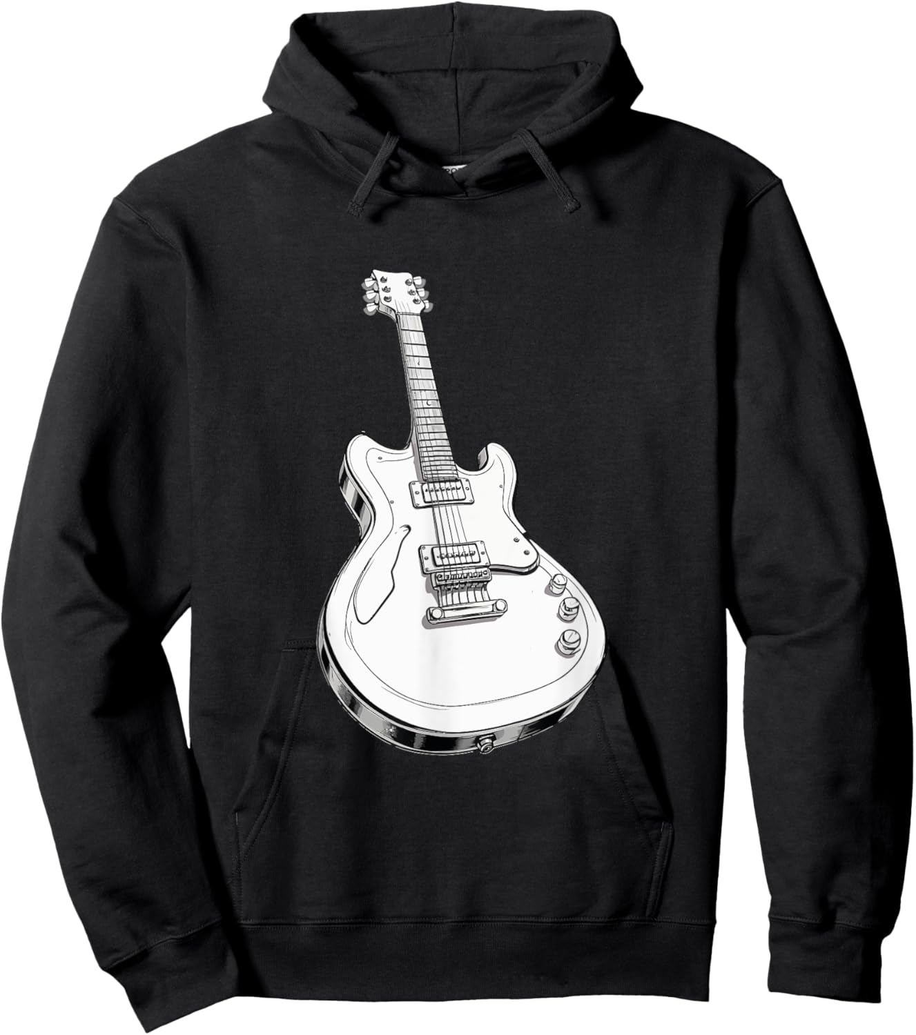 Classic White Electric Guitar Hoodie - Hoodie | Black