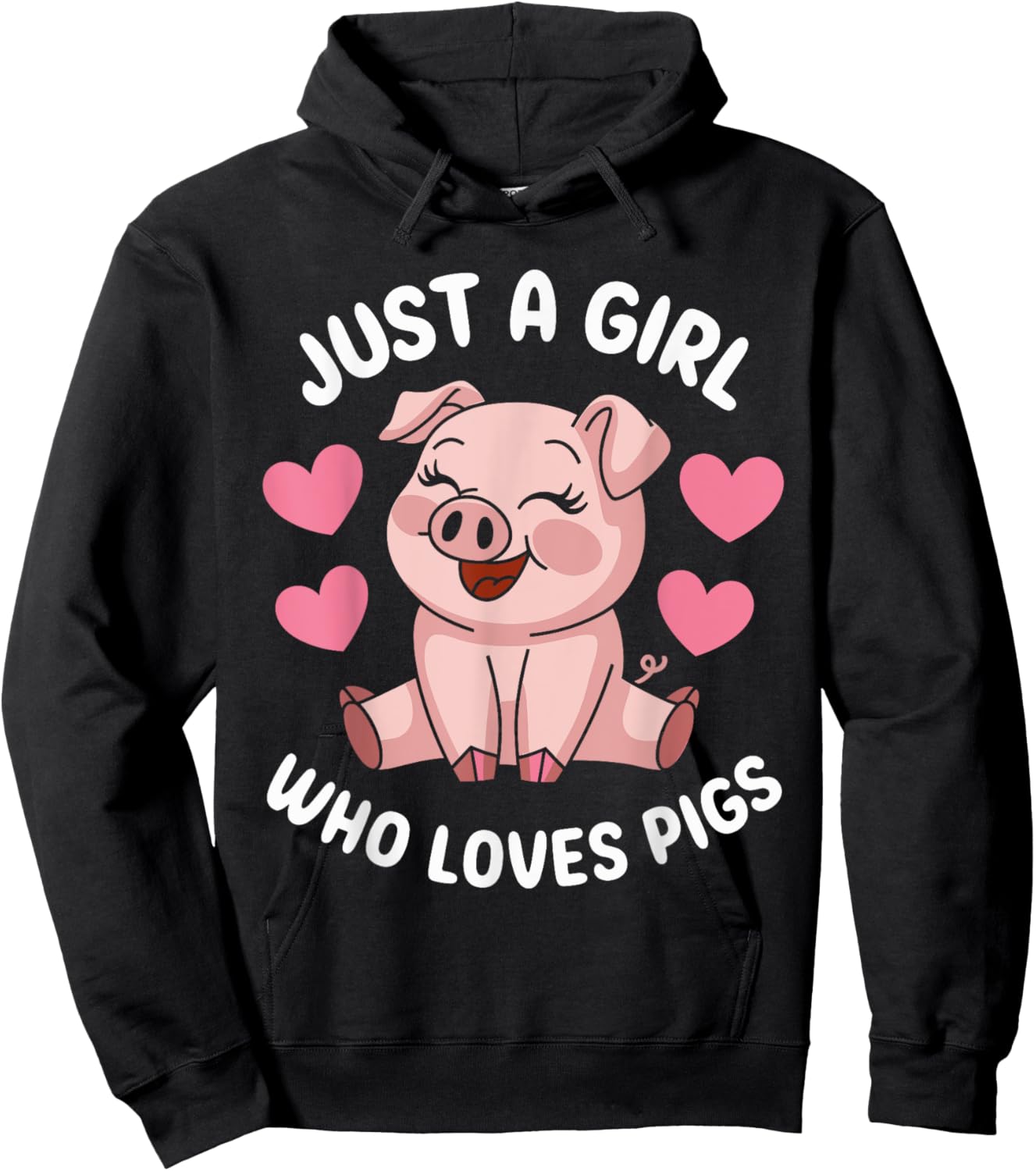 Just a Girl who loves Pigs Cute Pig Lover Hoodie - Hoodie | Black