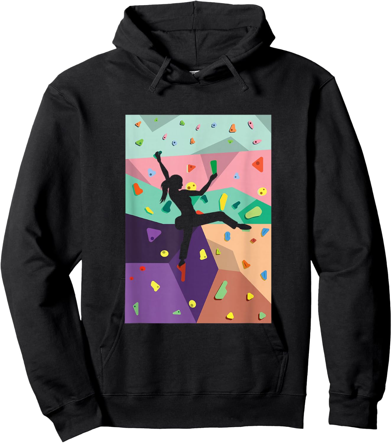 Cute Colorful Rock Climbing Bouldering Wall Climber Hoodie - Hoodie | Black
