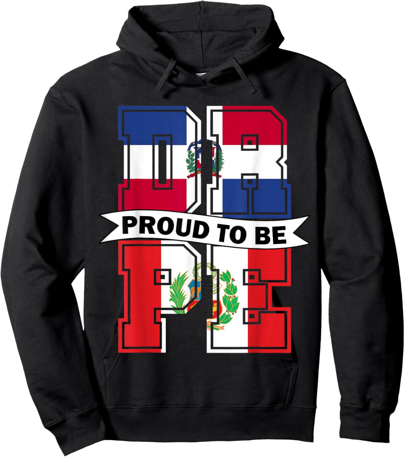 Proud to be Half Dominicana half Peruvian Dominican and Peru Hoodie - Hoodie | Black