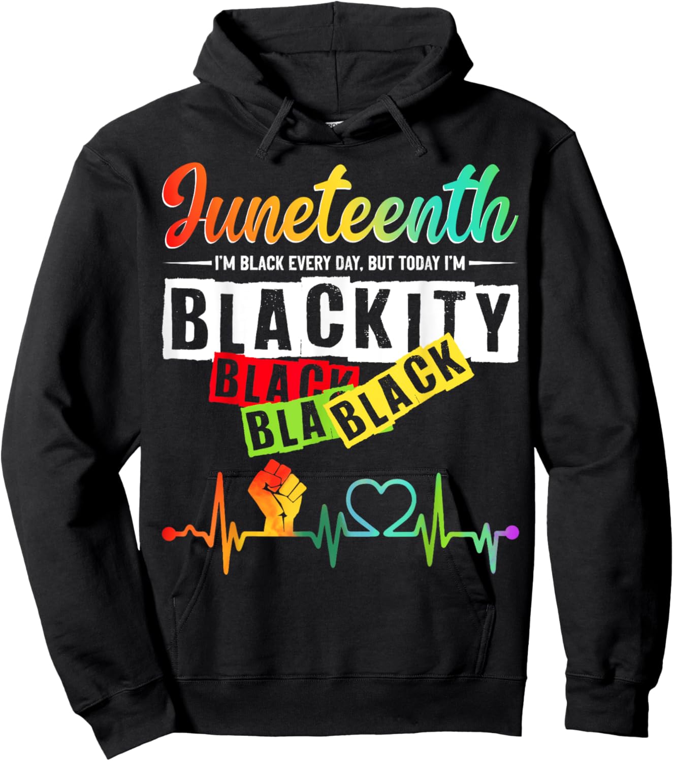 Juneteenth Blackity Heartbeat Black History African America Hoodie - Hoodie | Black