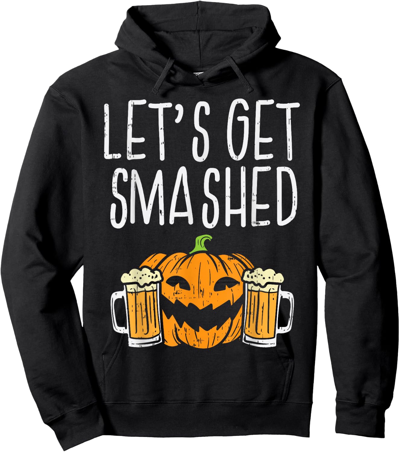 Lets Get Smashed Jack O Lantern Beer Halloween Drinking Men Hoodie - Hoodie | Black